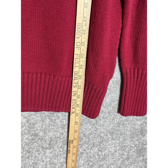 Susan Graver Sweater Womens Size Large Red Mock Neck Cold Shoulder Zipper Detail - Picture 7 of 7